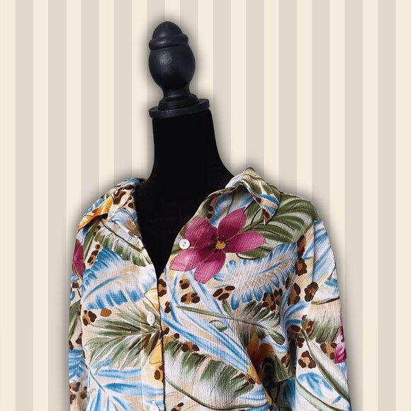 Secondhand Alfred Dunner tropical button-up shirt - Size: XL (flowy fit) - Picture 1 of 4